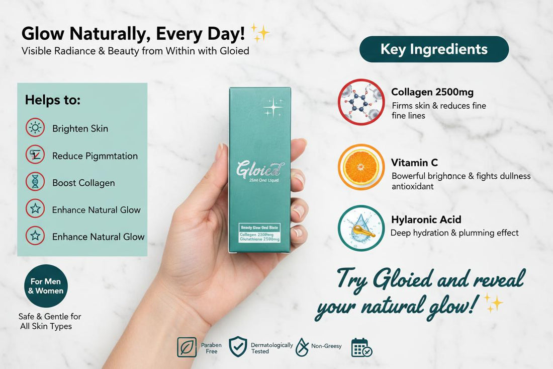 Gloied Beauty Glow Oral Shots – Collagen 2500mg + Glutathione 2500mg | 25ml